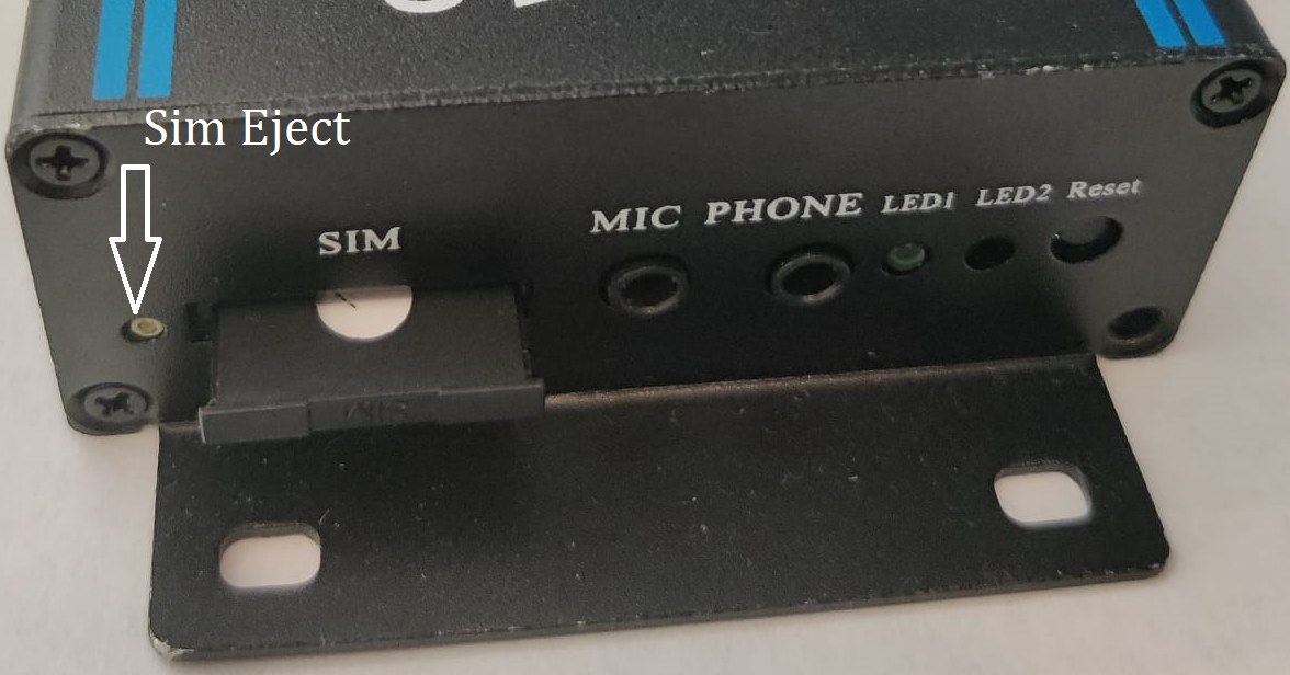 Version 1 SIM eject location, MIC, PHONE, LED1, LED2, Reset