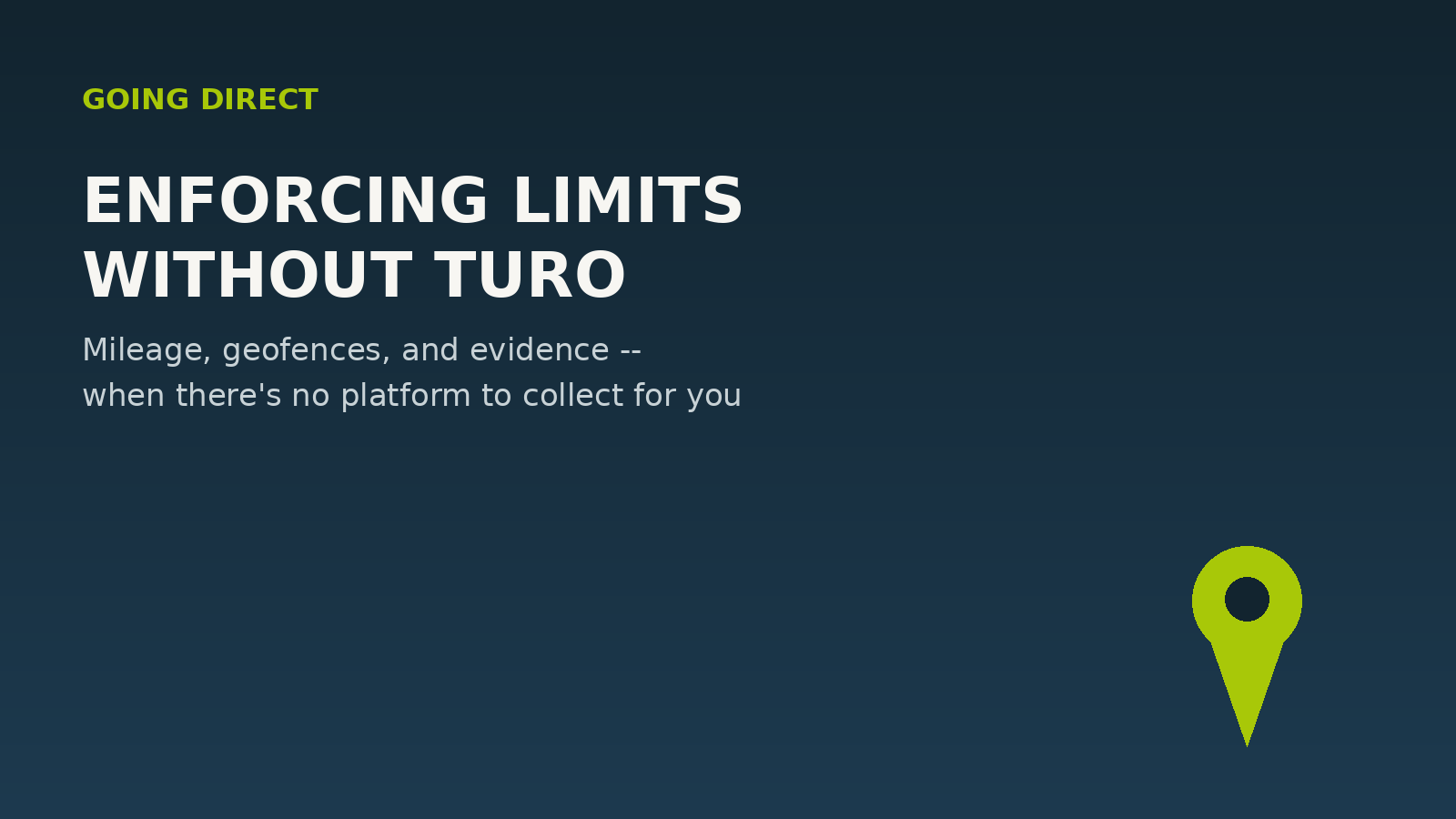 Going Direct: Enforcing Mileage Limits and Geofences Without Turo's Backstop